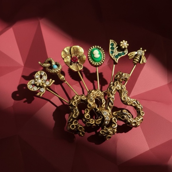 Goldette Jewelry - Vintage Victorian Revival Goldette Pin